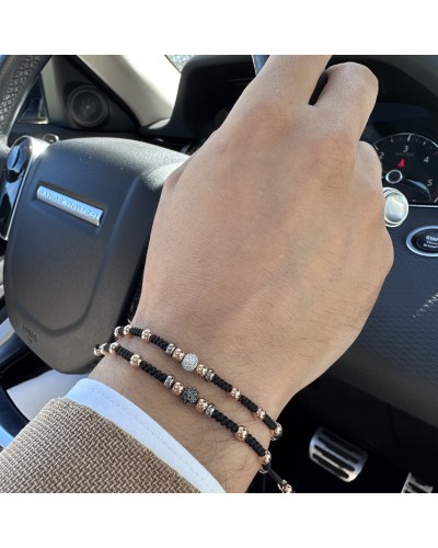 Pulsera Diamantes Negros y Oro Rosa 18K - Colección Wolf