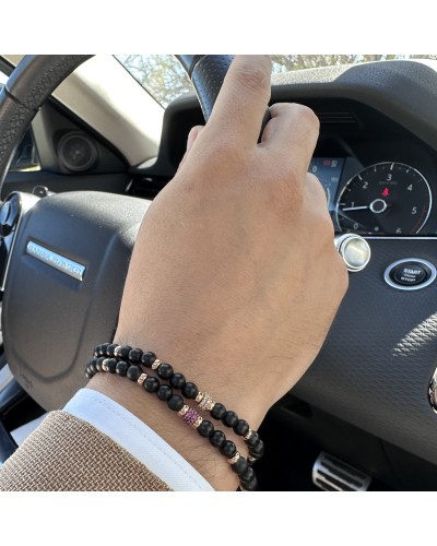 Pulsera Ónix y Rueda de Diamantes 18K - Colección Wolf Small