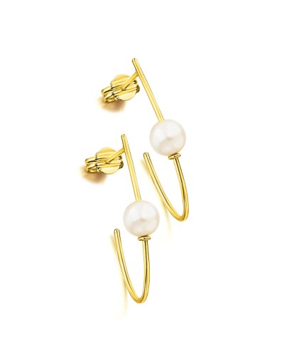 Aros Alargados en Oro 18K con Perlas Cultivadas – Ref. GB099OA