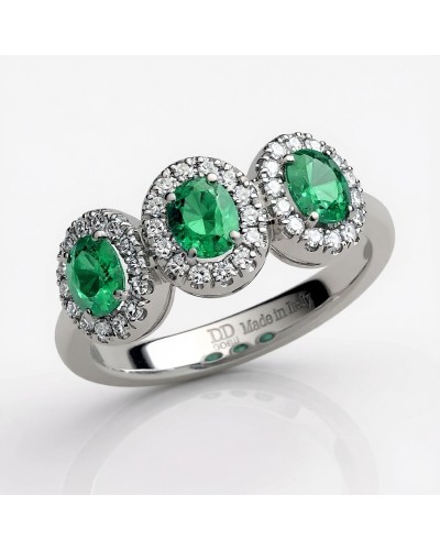 Anillo Davite & Delucchi oro blanco esmeraldas y diamantes
