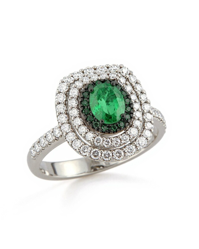 Anillo Davite & Delucchi AA032443SM oro blanco esmeraldas y diamantes
