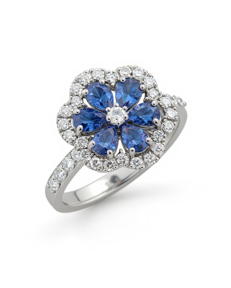 Anillo Davite & Delucchi AA032219ZF oro blanco zafiros y diamantes