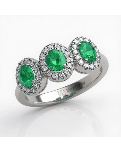 Anillo Davite & Delucchi oro blanco esmeraldas y diamantes