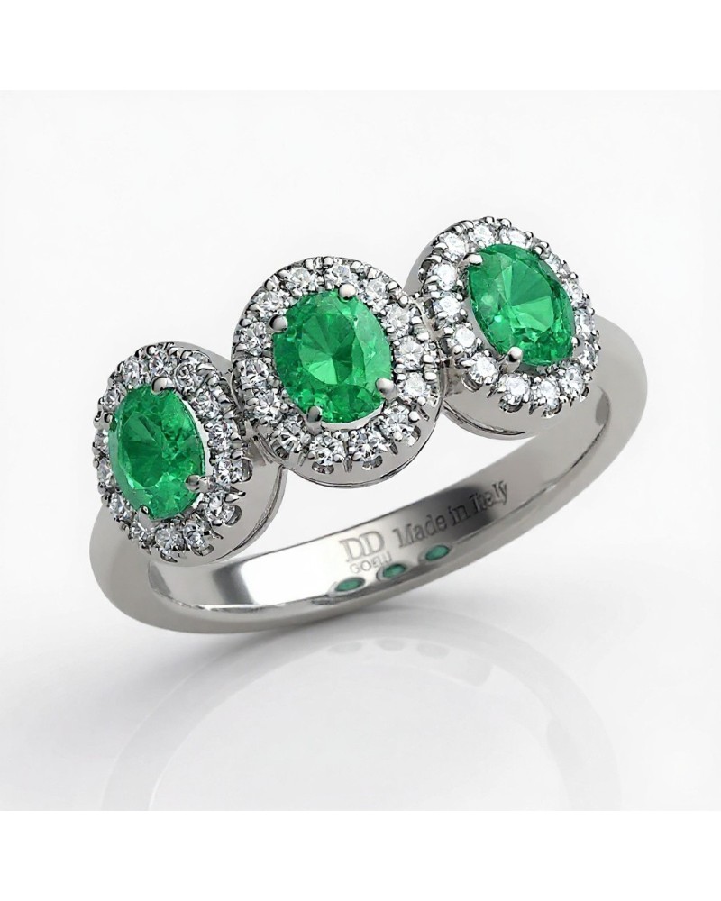 Anillo Davite & Delucchi oro blanco esmeraldas y diamantes