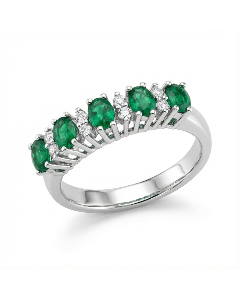 Anillo Davite & Delucchi esmeraldas y diamantes