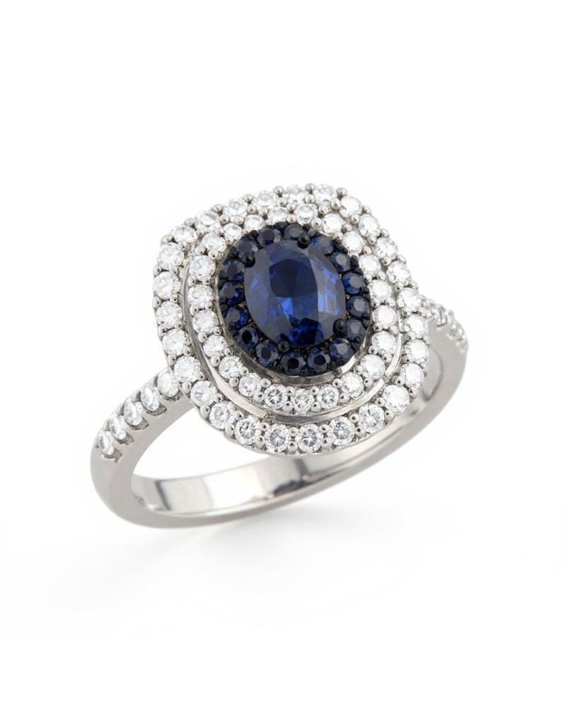 Anillo Davite & Delucchi AA032400ZF oro blanco zafiro y diamantes