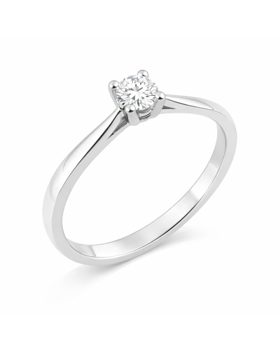 Anillo Solitario Oro Blanco 18K Diamante Natural 0.25ct G-H VVS
