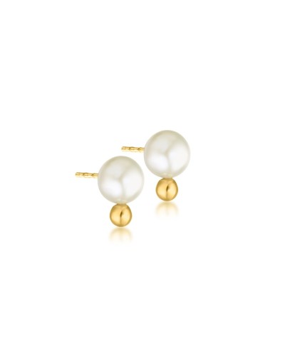 pendientes oro 18k perla 6mm