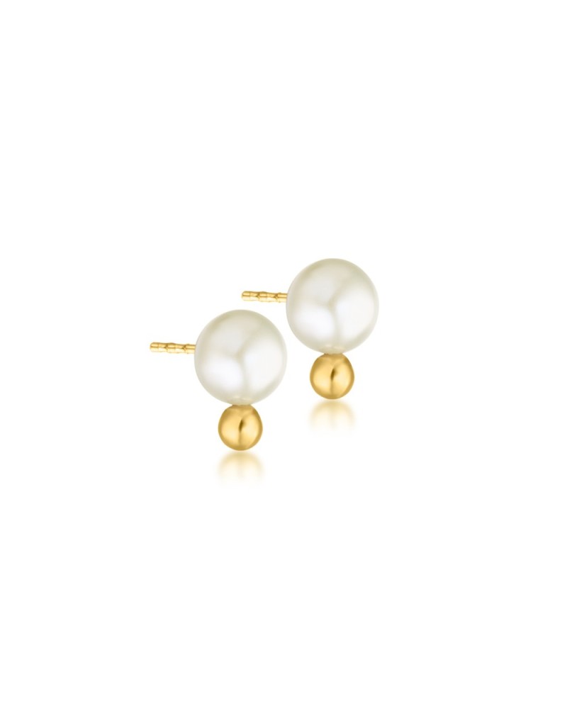 pendientes oro 18k perla 6mm