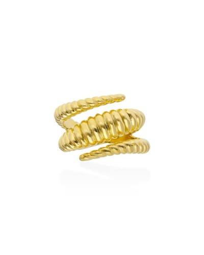 Anillo Marina Garcia Plata Triple Aro Gallonado Oro Amarillo