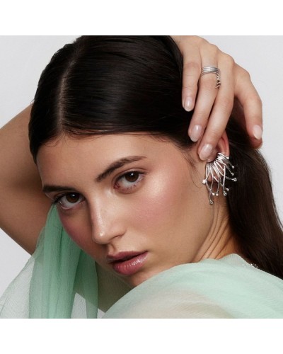 Earcuff Marina Garcia Trepador Plata Dorada con Circonitas