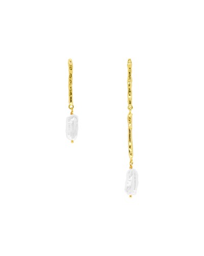Pendientes Marina Garcia Asimétricos Plata Dorada con Perlas