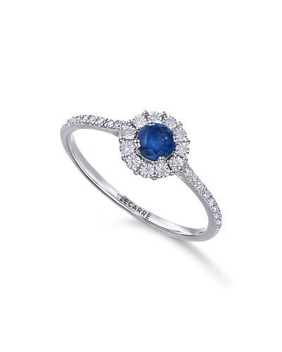 Anillo LeCarré oro blanco 18K con zafiro 0,26 ct y diamantes 0,07 ct GA135ZA